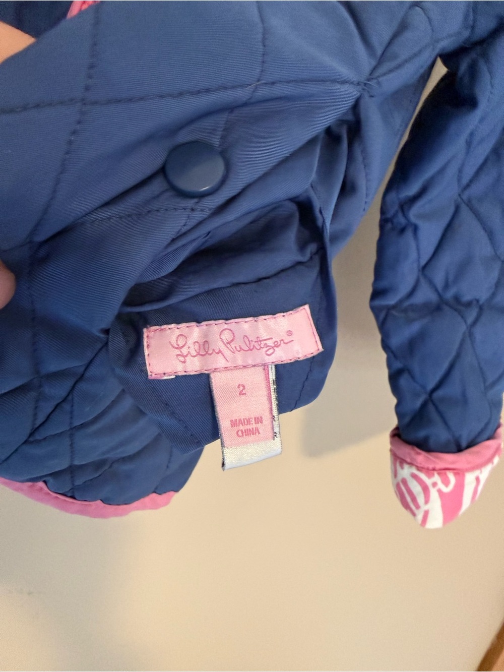 Lilly Pulitzer Navy Quilted Jacket. Reversible. - Picture 3 of 4